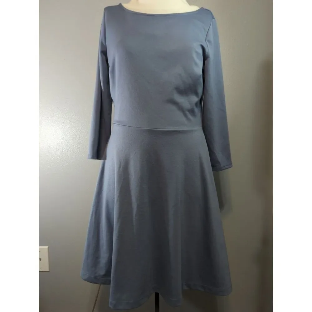The Limited Cornflower Blue 3/4 Sleeve Skater Dress Size Medium 611‎